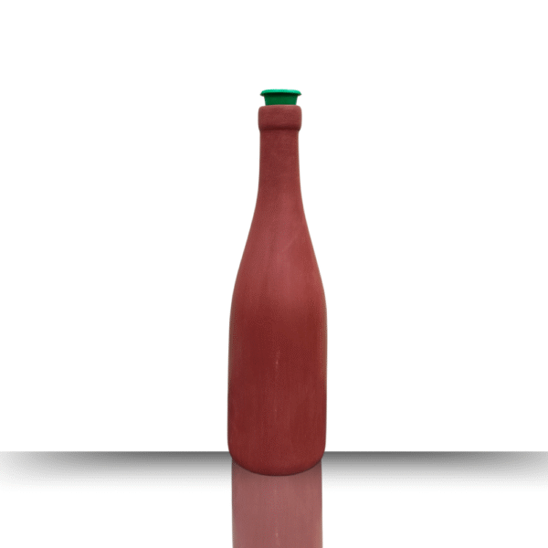 Gowpaa - Terracotta Clay Water Bottle, 750 ml, Brown, Handmade with Plastic Lid