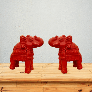 Gowpaa - Terracotta Clay Elephant Figurine, Home Decor, 12 x 12 cm, 1 Set
