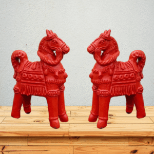 Natural Terracotta Clay Horse Figurine, Home Decor, 16.5 cm, 1 Set