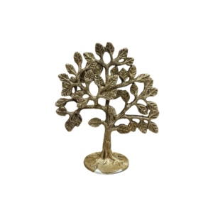 Gowpaa - Kalpavriksha Tree of Life Brass Sculpture, Traditional Hand Carved,  16 cm Height, Antique Finish, Home & Table Decor