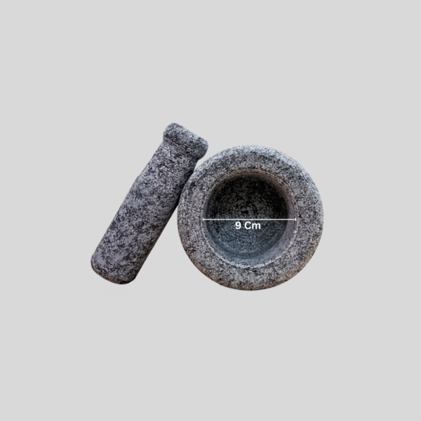 Gowpaa - Stone Mortar and Pestle Set/Kalvam/Okhli Masher/Khalbatta Stone/Natural & Traditional Grinder/Musal for Grinding Spices and Herbs, 5.5 Inch Diameter - Image 5