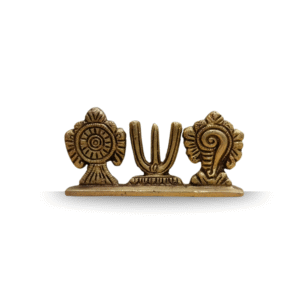 Gowpaa Brass Tirupati Balaji Tilak Showpiece, Venkateshwara Symbol with Shankh Chakra, Home Temple Decor, Home, Office, Table, Car Dashboard Decor, 9.5 Cm Length