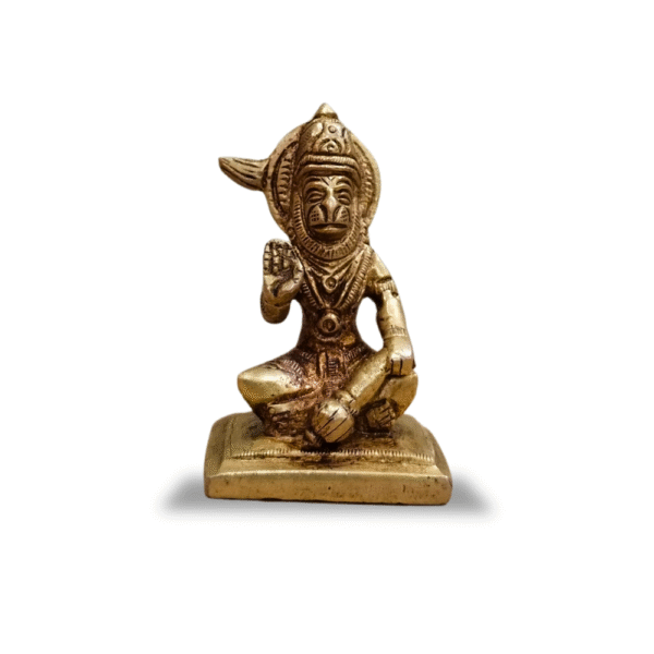 Gowpaa - Brass Anjaneya Idol, Hindu Religious Statue, Small, 2.75"
