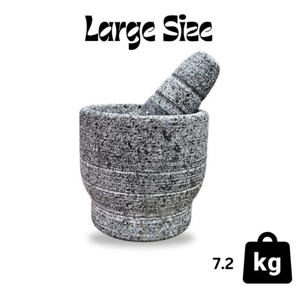 Gowpaa - Stone Mortar and Pestle Set/Kalvam/Okhli Masher/Khalbatta Stone/Natural & Traditional Grinder/Musal for Grinding Spices and Herbs - (6 inches) - Image 2