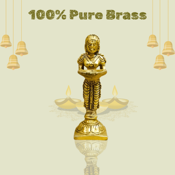 Gowpaa Brass Paavai Diya, Laxmi Diya, Traditional Oil Lamp for Pooja - Image 3
