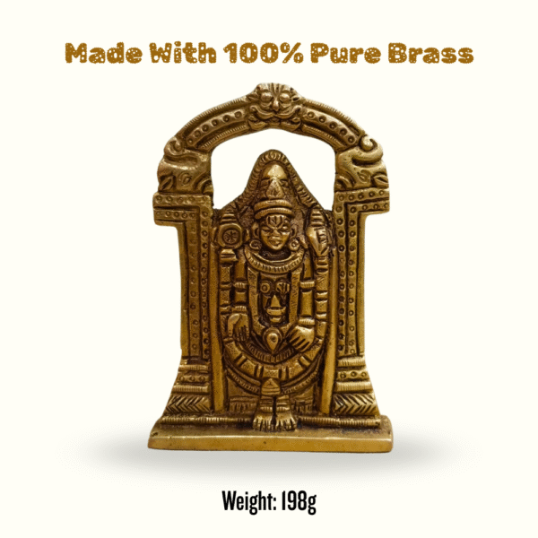 Gowpaa Brass Lord Tirupati Balaji Religious Idol for Home, Table, Car Dashboard Decor, 9 Cm Height - Image 3