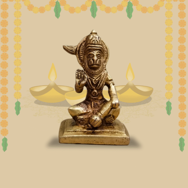 Gowpaa - Brass Anjaneya Idol, Hindu Religious Statue, Small, 2.75" - Image 2