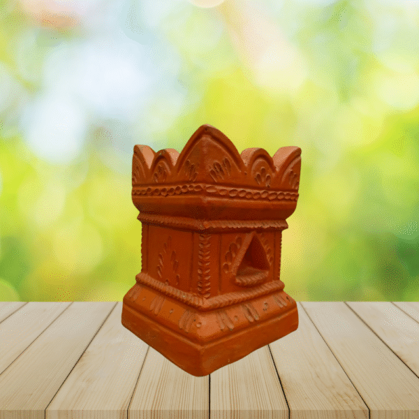 Gowpaa - Terracotta Brindavan Tulsi Planter Pot with Drainage Hole, Handmade, Height 18 Cm - Image 2