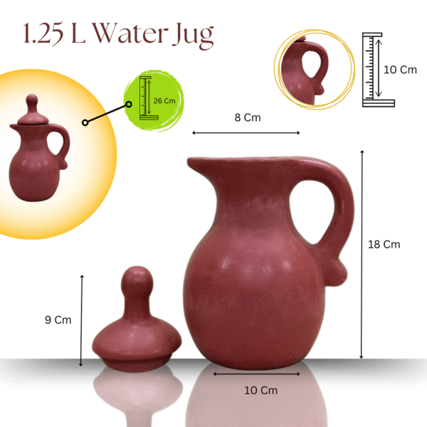 Gowpaa - Earthen/ Clay Water Jug, 1.25 Litres - Image 3