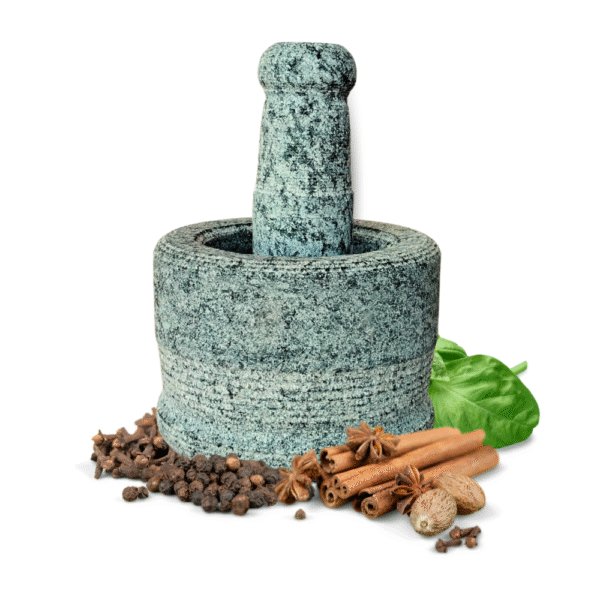 Gowpaa - Stone Mortar and Pestle Set/Kalvam/Okhli Masher/Khalbatta Stone/Natural & Traditional Grinder/Musal for Grinding Spices and Herbs, 5.5 Inch Diameter - Image 2