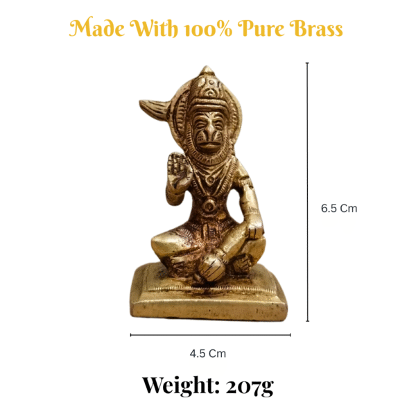 Gowpaa - Brass Anjaneya Idol, Hindu Religious Statue, Small, 2.75" - Image 3