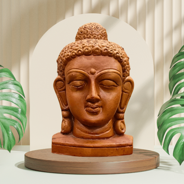 Gowpaa - Buddha Head Sculpture, Terracotta Hand Carved Face, Home Entrance and Table Decor - Image 3