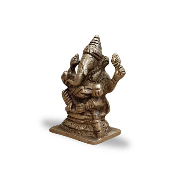 Gowpaa Brass Ganesh Idol, Religious Hindu Deity Statue - Image 2
