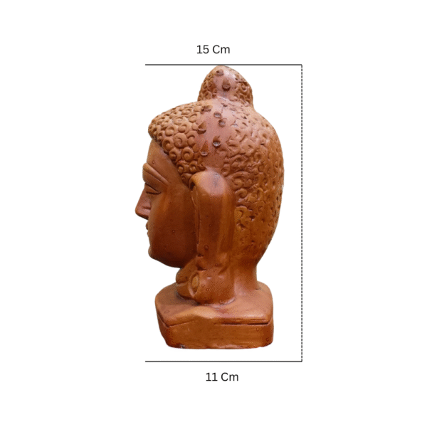 Gowpaa - Buddha Head Sculpture, Terracotta Hand Carved Face, Home Entrance and Table Decor - Image 5