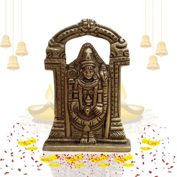 Gowpaa Brass Lord Tirupati Balaji Religious Idol for Home, Table, Car Dashboard Decor, 9 Cm Height - Image 2