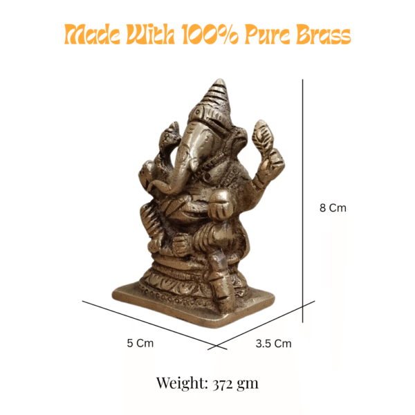 Gowpaa Brass Ganesh Idol, Religious Hindu Deity Statue - Image 4