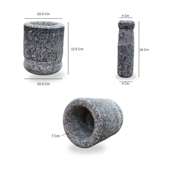 Gowpaa - Stone Mortar and Pestle Set| Kalvam| Okhli Masher| Khalbatta Stone| Natural & Traditional Grinder| Musal for Grinding Spices and Herbs, 4 Inch - Image 7